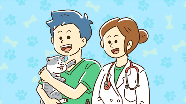 獣医師としてかつやくしている人のイラスト
